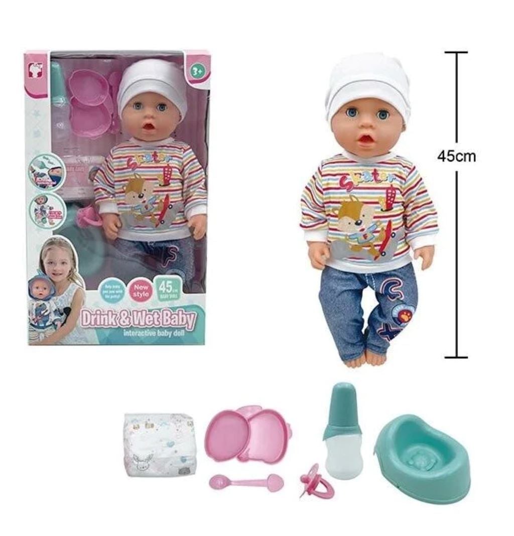 Пупс Drink&Wet Baby 45см функціональні аксесуари у коробці 42,5*26,5*12cм BL251K Yala Baby