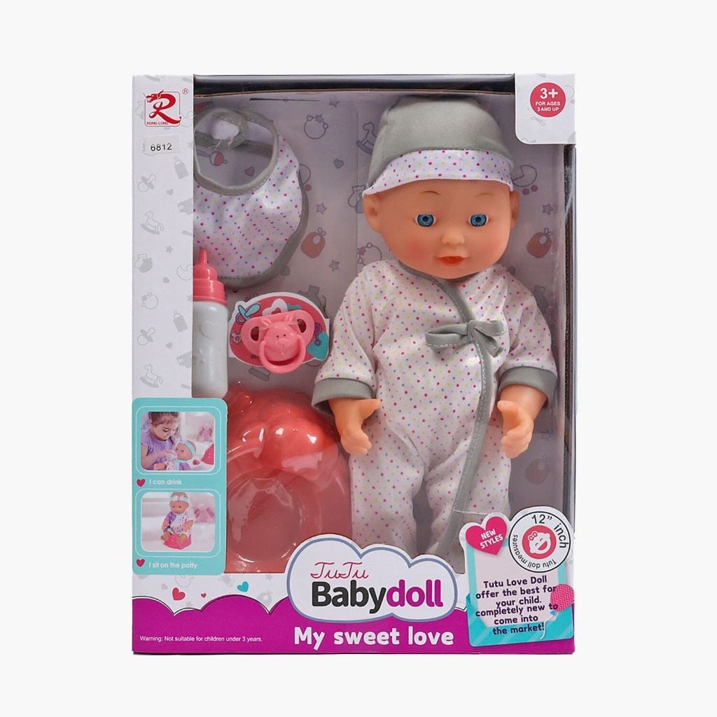 Пупс Baby doll 30см з аксеуарами в коробці 32*24*10см 6812 Rong Long