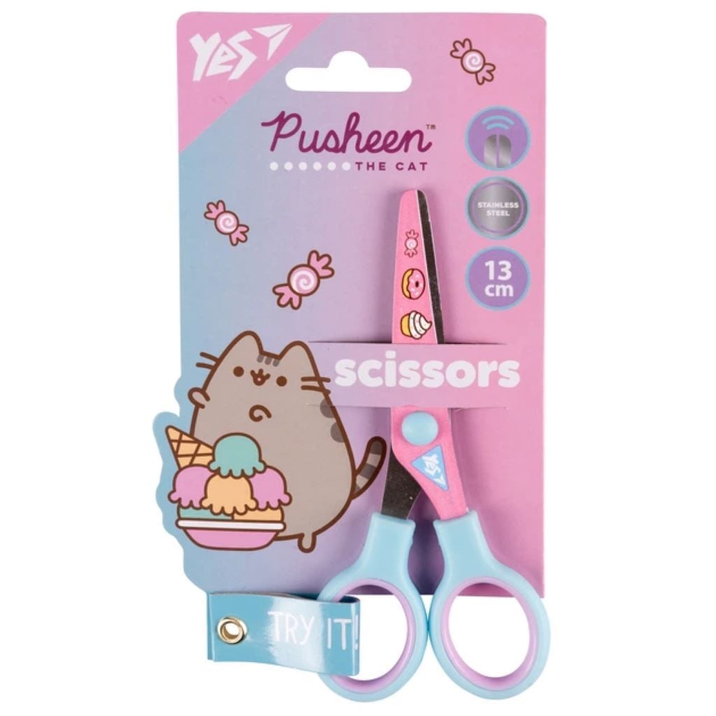 Ножиці канцелярські  1" 13см Pusheen  з принтом на лезі  і на планшеті  480437 Yes