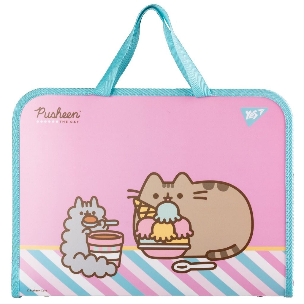 Папка портфель для приладдя на блискавці з тканинними ручками Pusheen 26*35*3см 492238 Yes