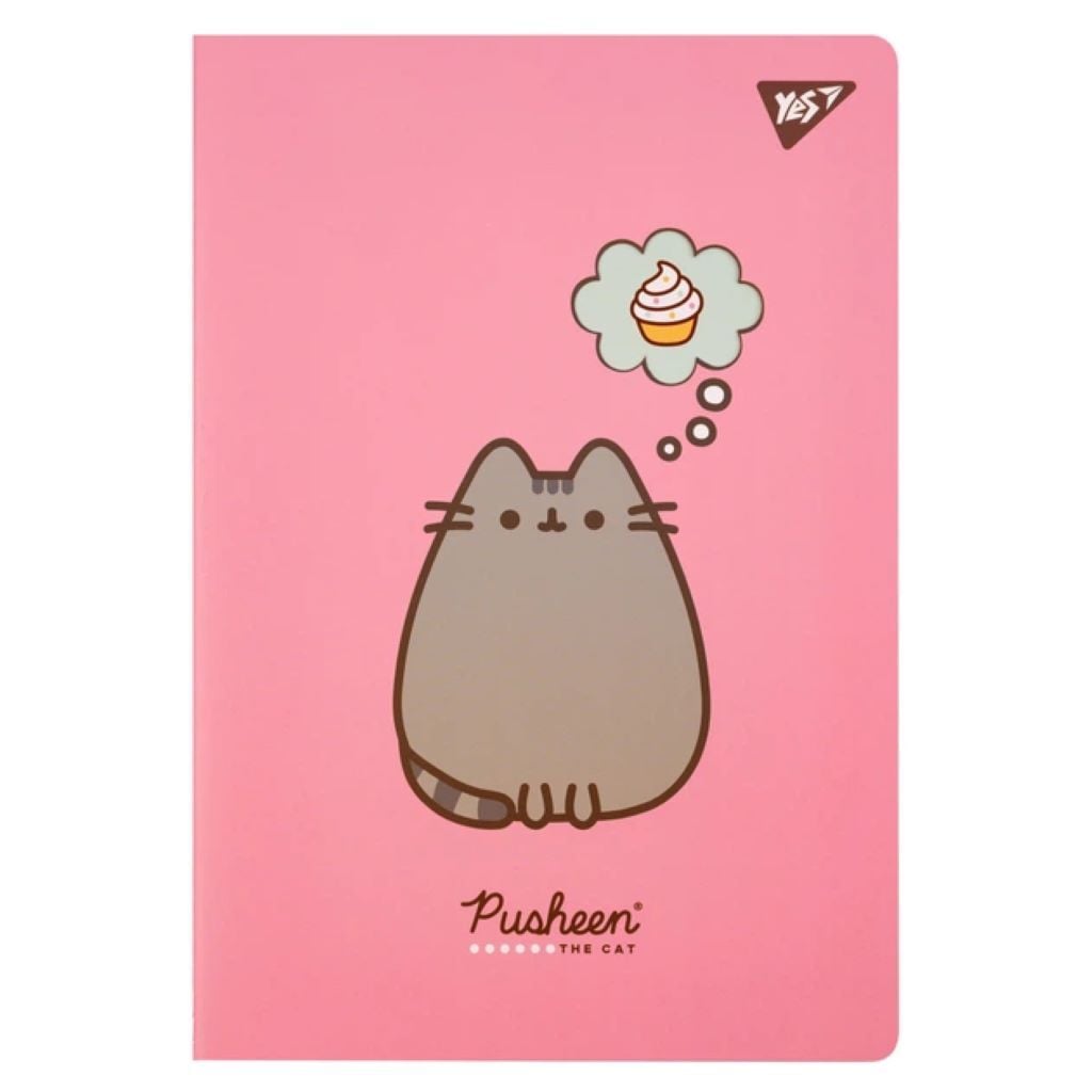 Зошит 40арк клітинка А4 скоба Pusheen тверда обкладинка чорна 681856 Yes