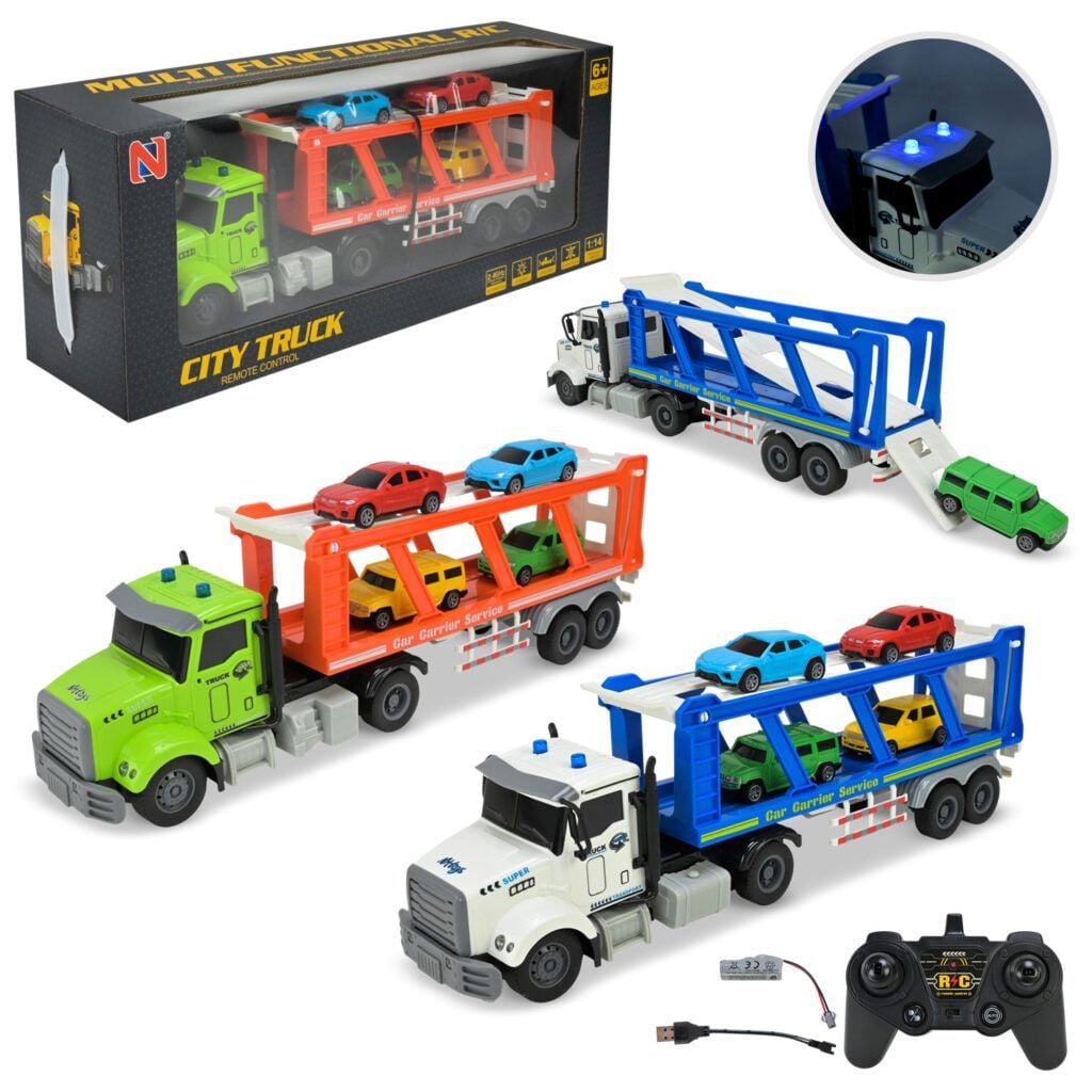 Трейлер на р/к CITY Truck на акумуляторі з машинками в коробці 52*14*21см 99-60B Китай