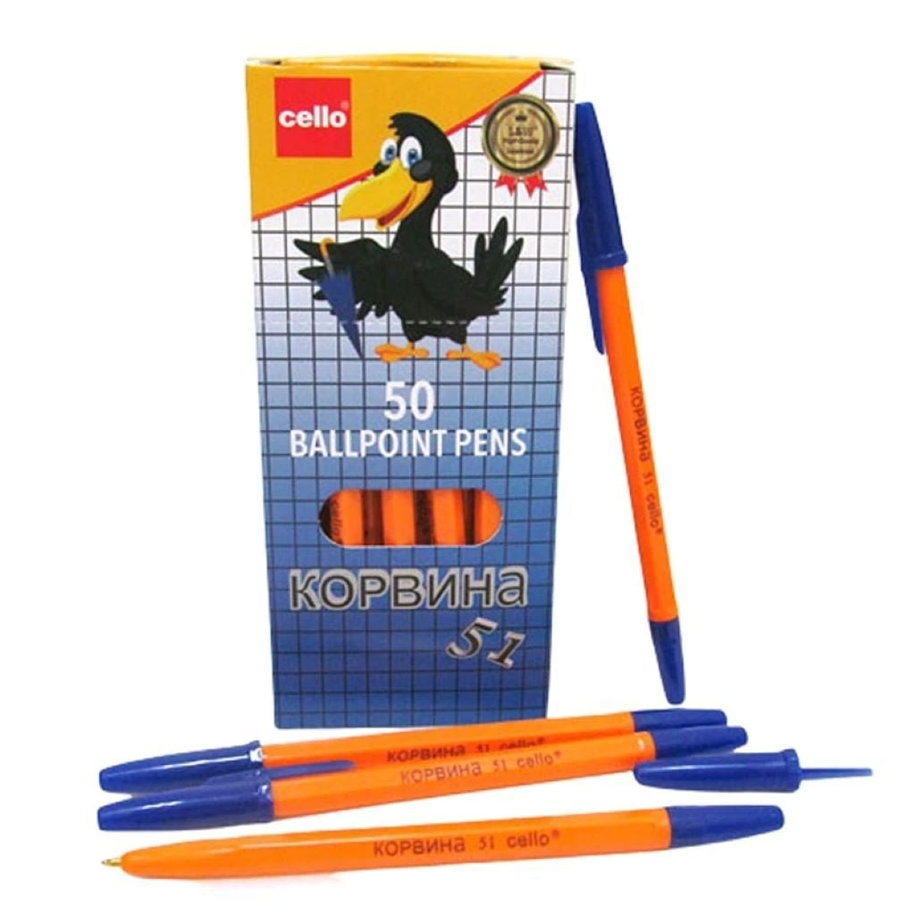 Ручка кулькова синя/червона /зелена з помаранчевим корпусом 51 Corvina