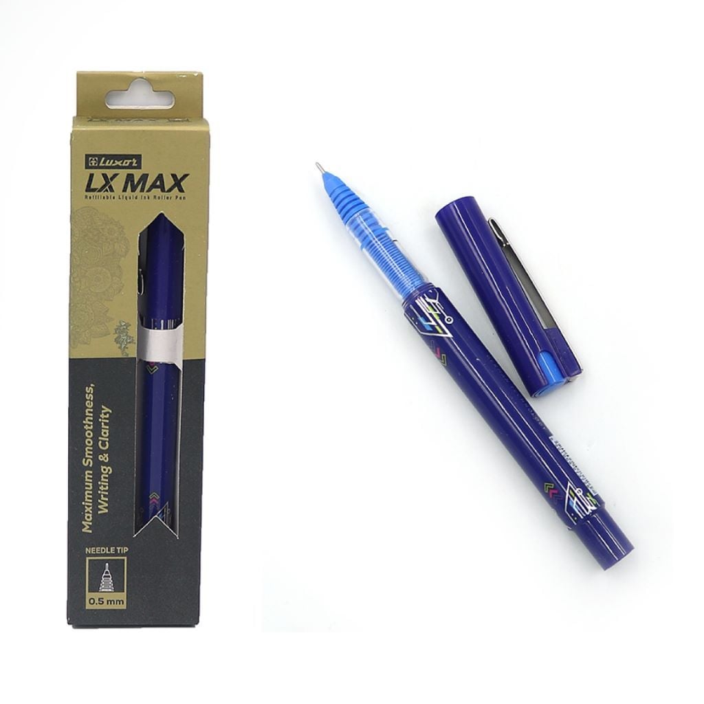 Ручка-ролер 0,5мм LX MAX NEEDLE TIP у коробці синя 11082 Luxor
