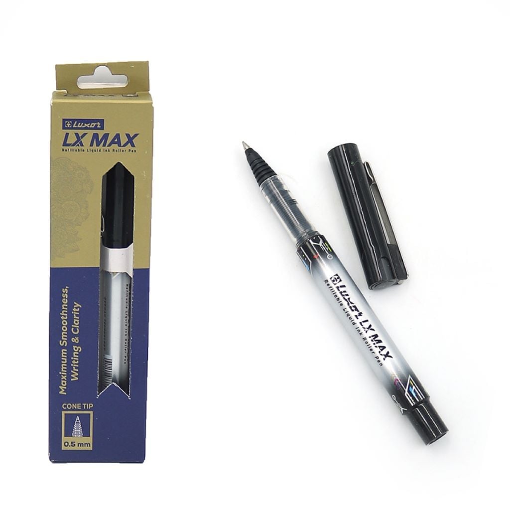 Ручка-ролер 0,5мм LX MAX CONE TIP у коробці чорна 11101 Luxor