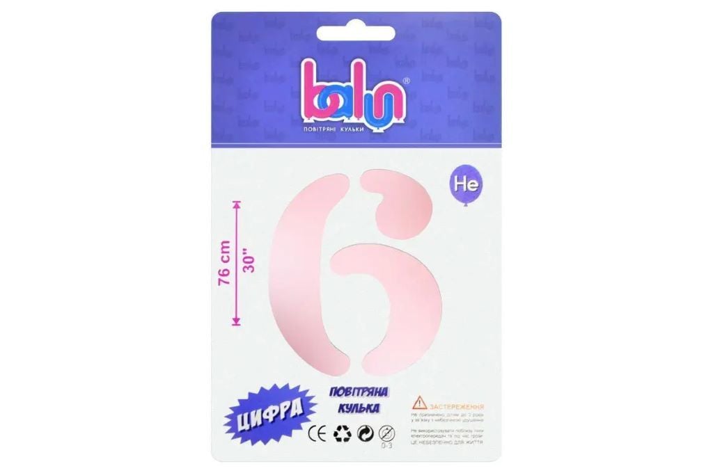 Кулька фольга цифра 6 76см surar pink 02416 Balun