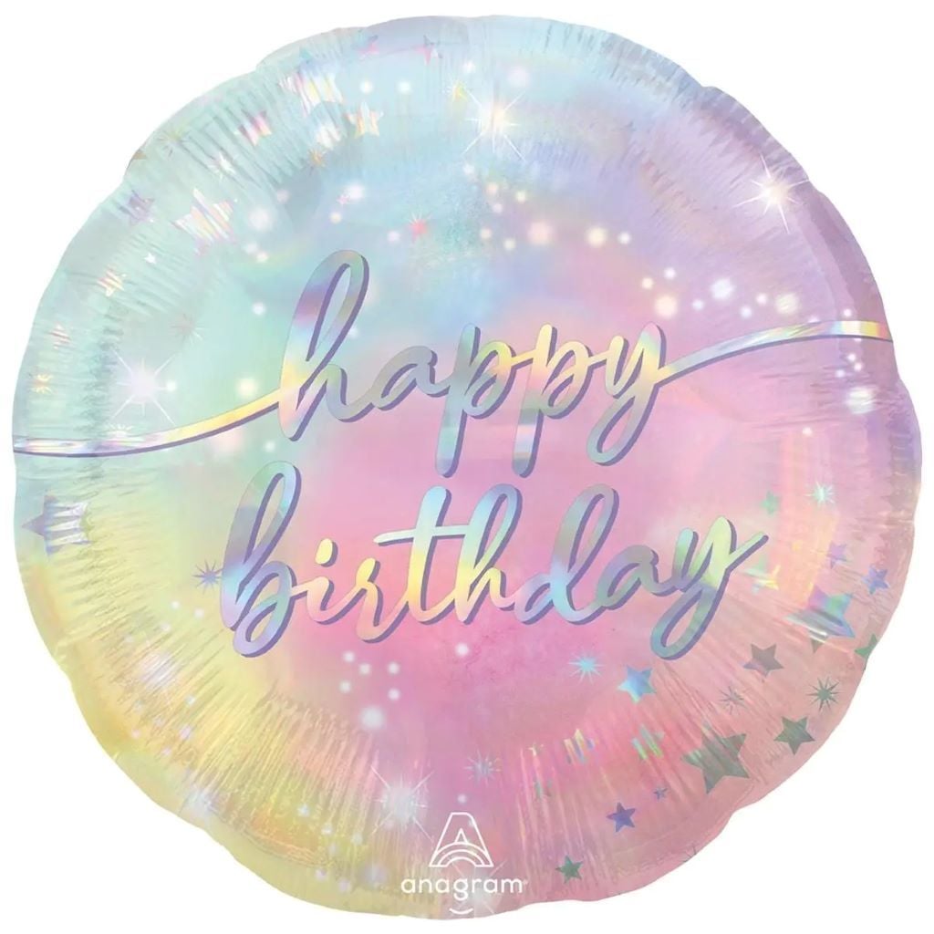 Кулька фольга 18" коло Happy Birthaday блиск 3202-3003-01606 Anagram