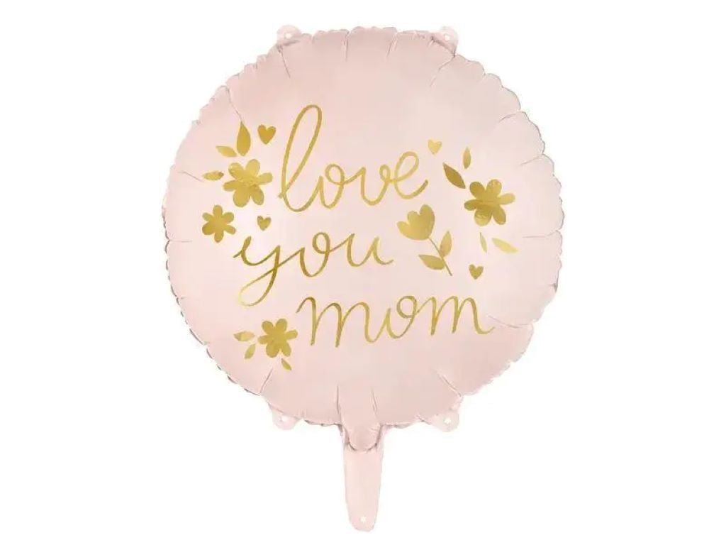 Кулька фольга 18" коло Love you mom ніжно рожева в пакеті 01644 Party