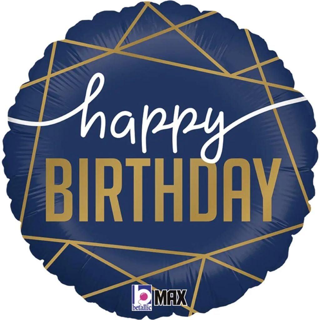 Кулька фольга 18" коло Happy Birthday синя в пакеті 3202-2713-01612 Італія