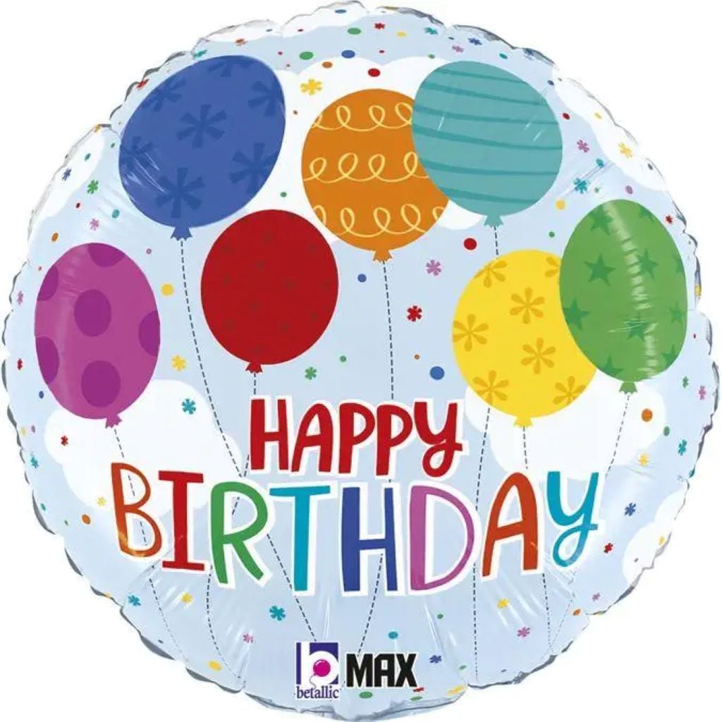 Кулька фольга 18" коло Happy Birthday кульки блакитні в пакеті 3202-3130-13186 Італія
