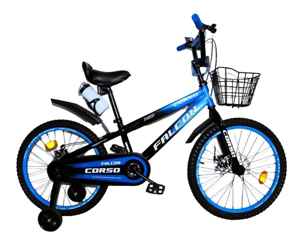 Велосипед 20" 2-х колісний "Corso Falcon сталева рама, дискові гальма, дод. колеса, дзвоник, FC-20456 corso