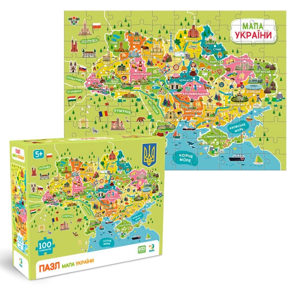 Пазл 100ел Карта України 39*28см у коробці 300706 Dodo