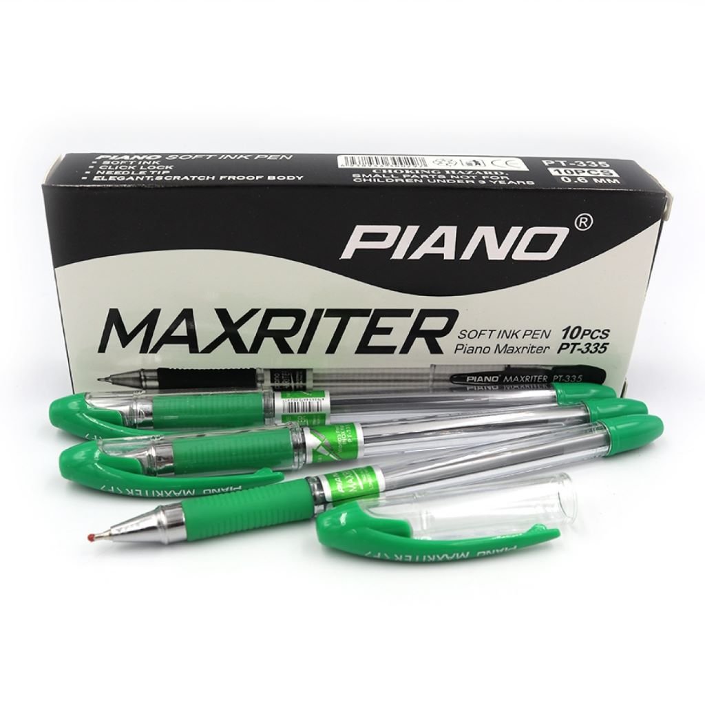 Ручка масляна 0,5мм Maxriter з грипом зелена PT-335 Piano