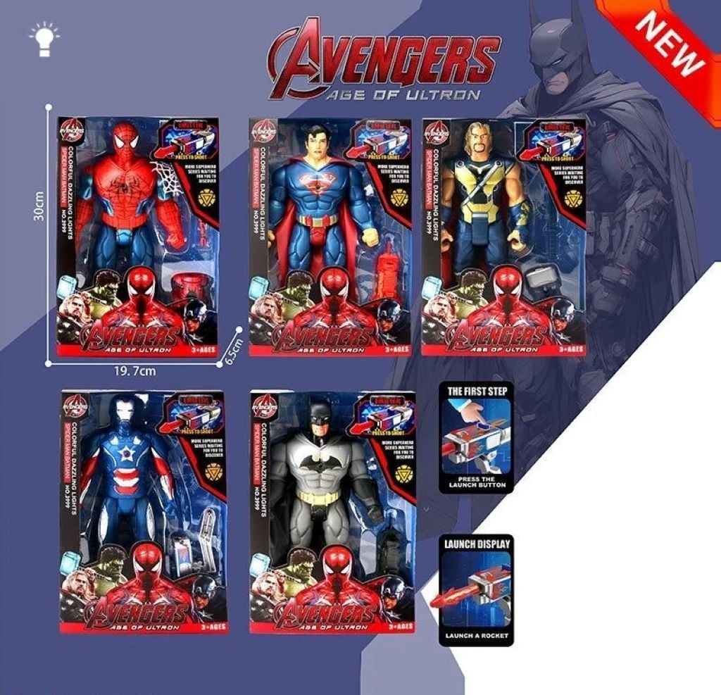 Герої Avengers 29см світло рухомі елементи в коробці 30*20*6,5см 3999-2 Китай