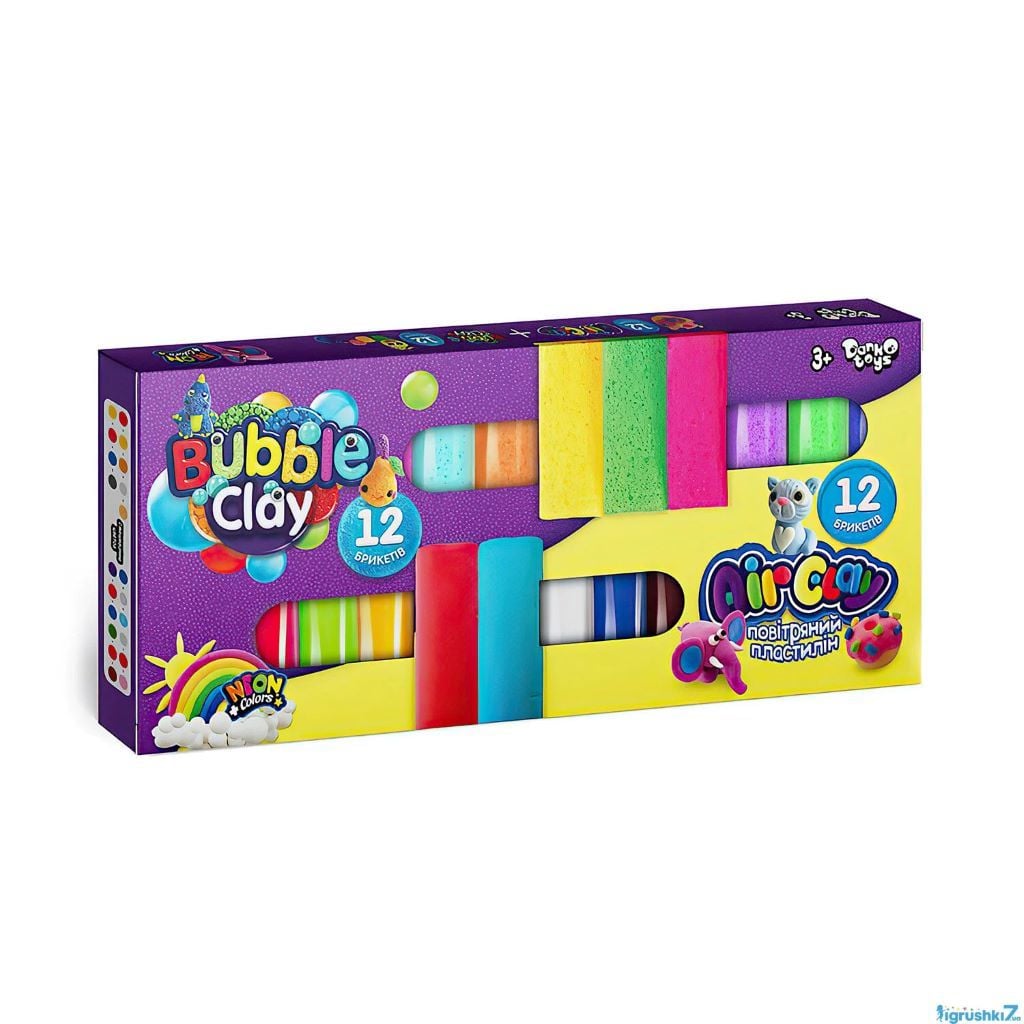 Пластилін набір для ліплення Air clay + bubble clay в коробці 33*15,5*2,5см ARBB-02-01U Китай