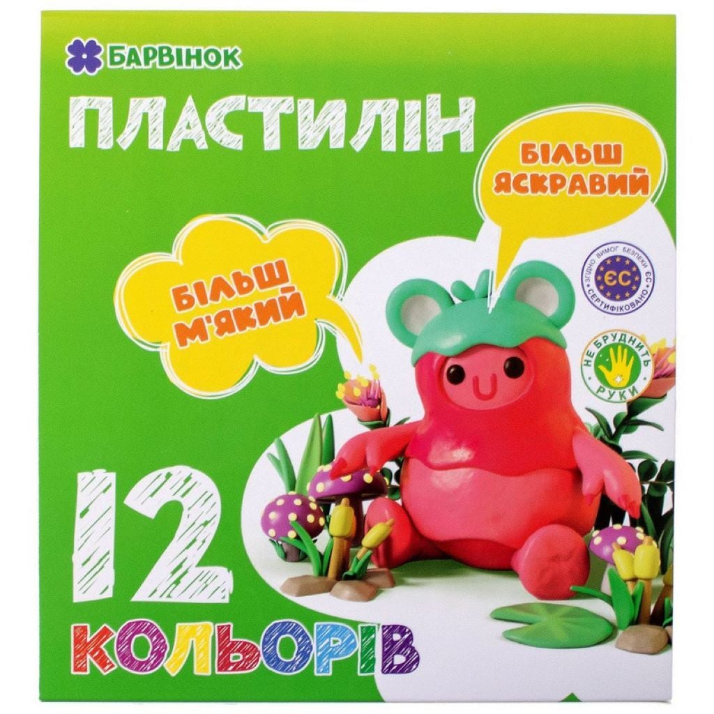 Пластилін 12кол 240гр. м*який в коробці 17*15*1,5см 6-433 Барвінок