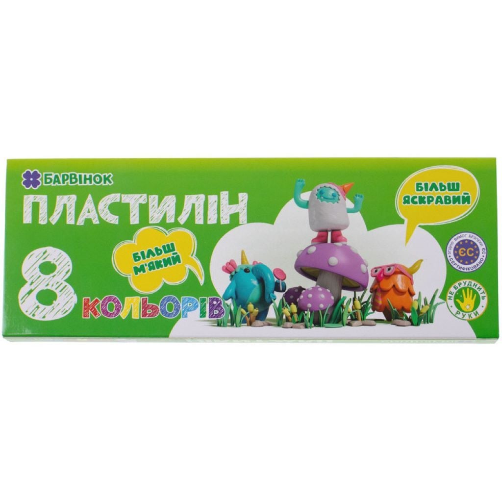 Пластилін 8кол 160гр. м*який в коробці 22*8*1,5см 6-431 Барвінок