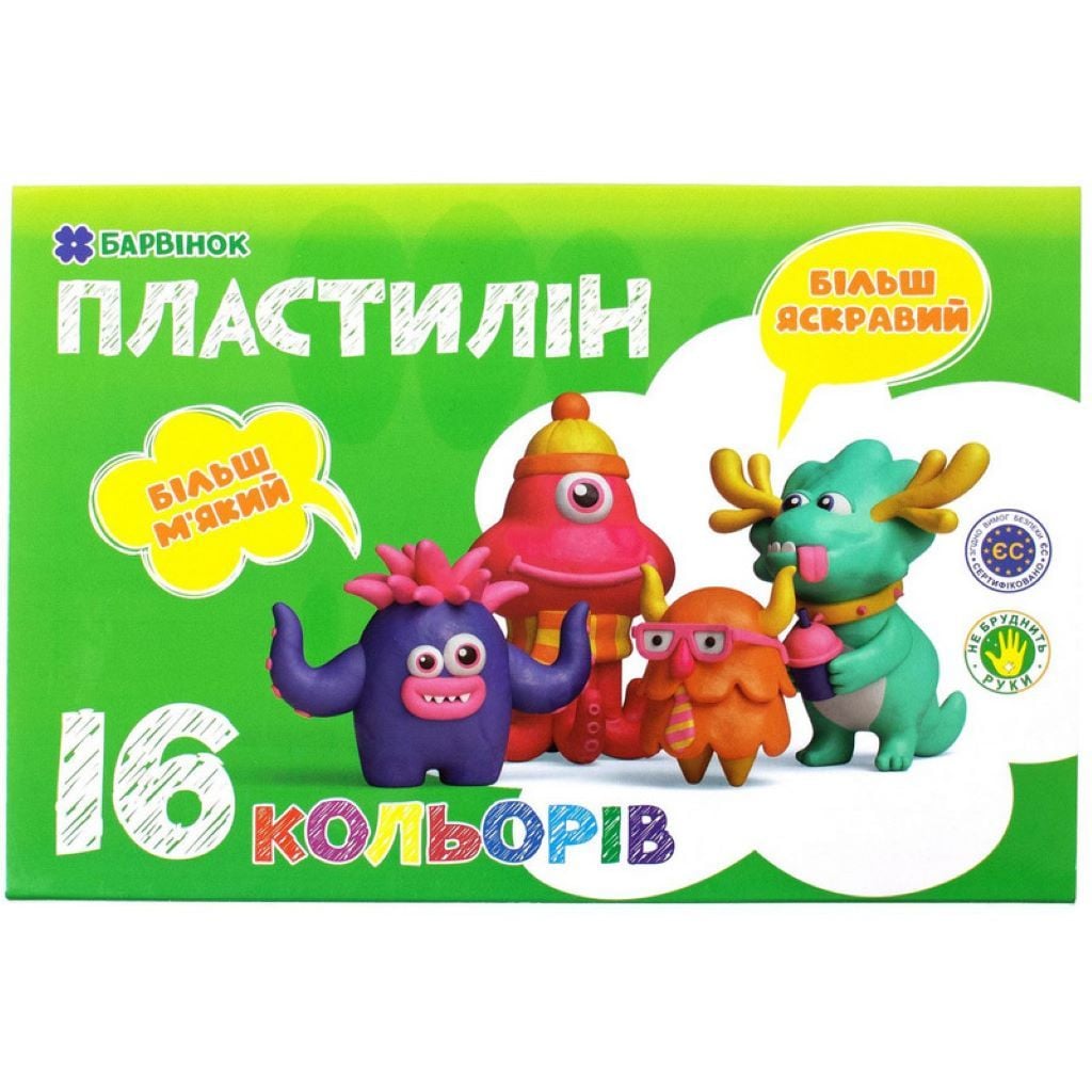 Пластилін 16кол 320гр. м*який в коробці 22*8*1,5см 6-434 Барвінок