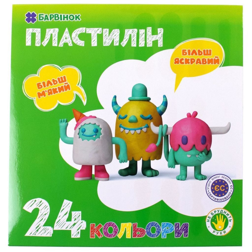 Пластилін 24кол 480гр. м*який в коробці 22*8*1,5см 6-435 Барвінок