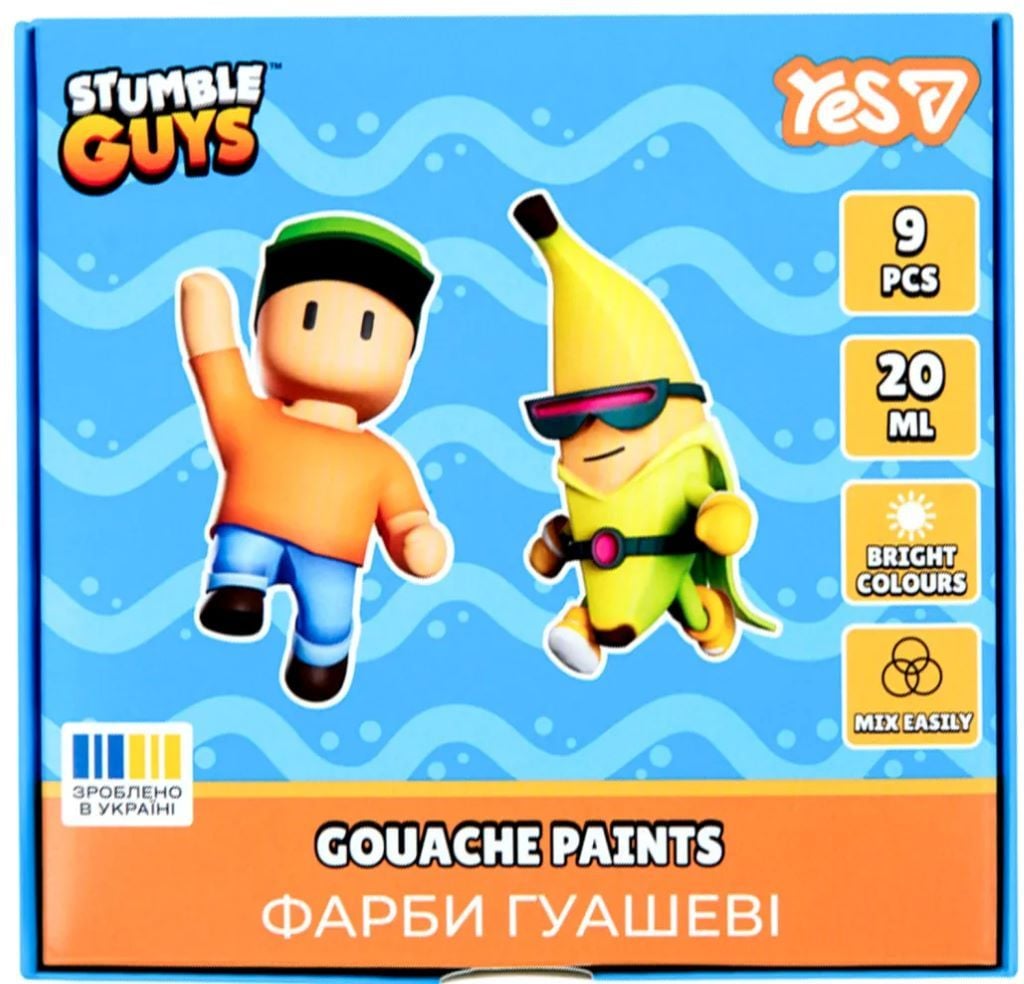 Фарба гуаш 9кол по 20мл Stumble Guys у коробці 13*12*4см 230437 Yes