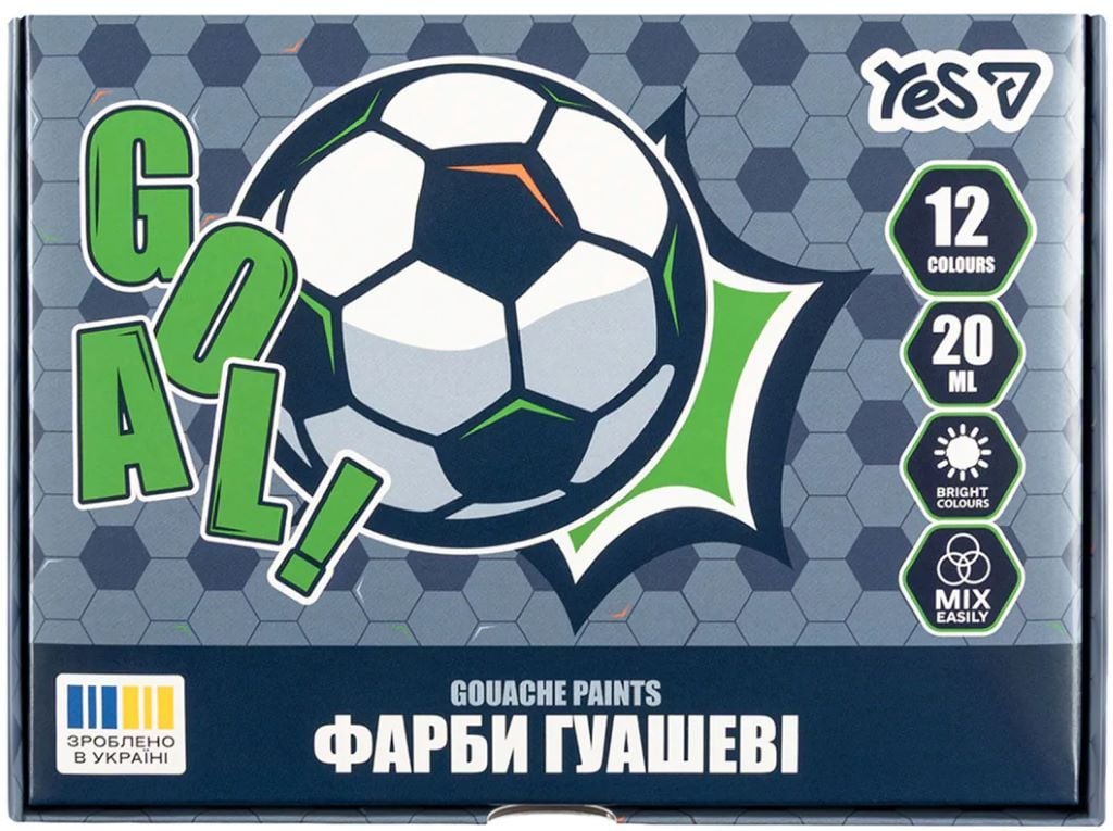 Фарба гуаш 12 кольорів 20мл Football в коробці 13*13*4см 230453 Yes