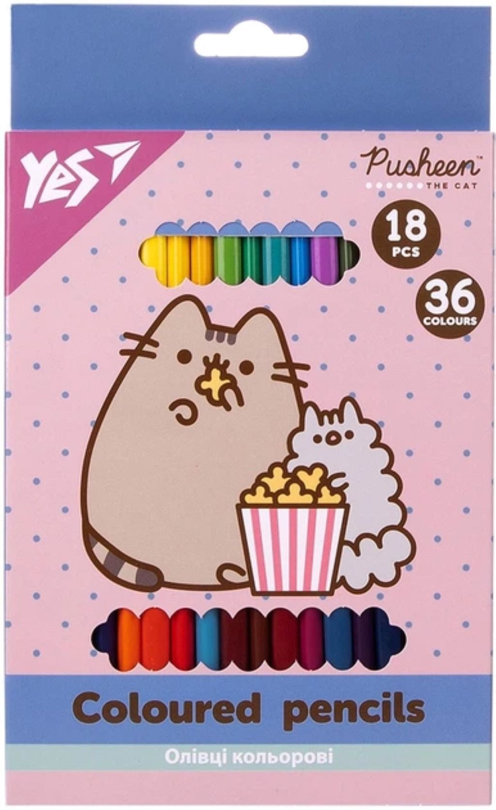 Олівці кольорові 18шт 36кол Pusheen в коробці 290769 Yes