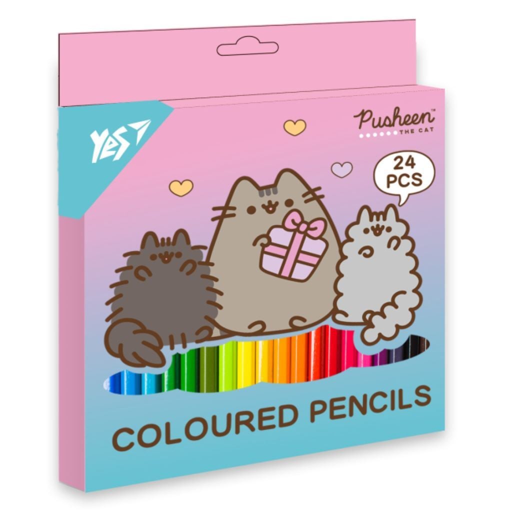 Олівці кольорові 24шт 24кол Pusheen Stormy and Pip в коробці 290741 Yes