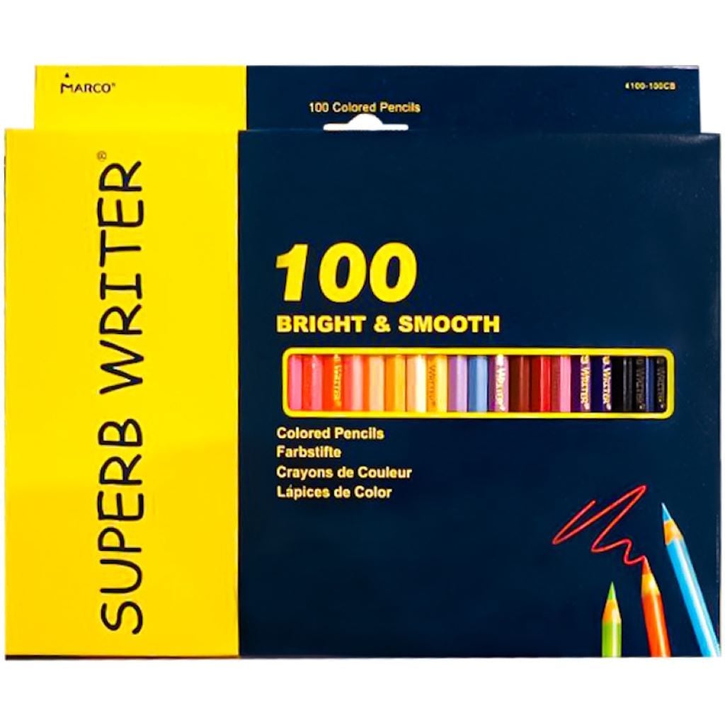 Олівці кольорові 100шт 100 кольорів Superb Writer шестигранні  в коробці 4100-100CB Marco
