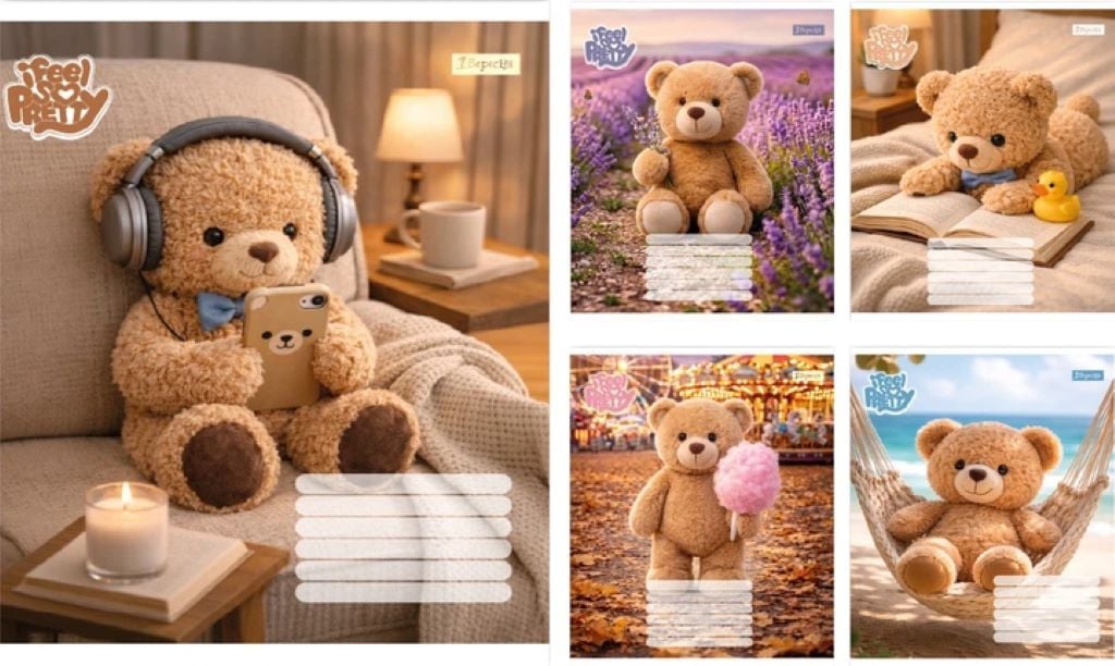 Зошит 24арк клітинка A5 тверда обкладинка Bear stories 768974 1вересня