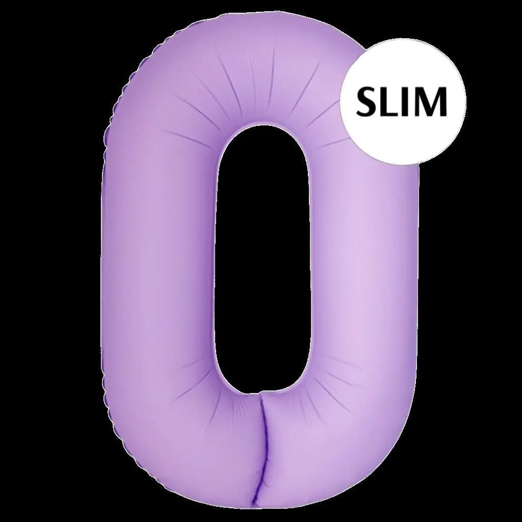 Кулька фольга цифра 0 102см Slim матовий лавандовий 343495 флексметал