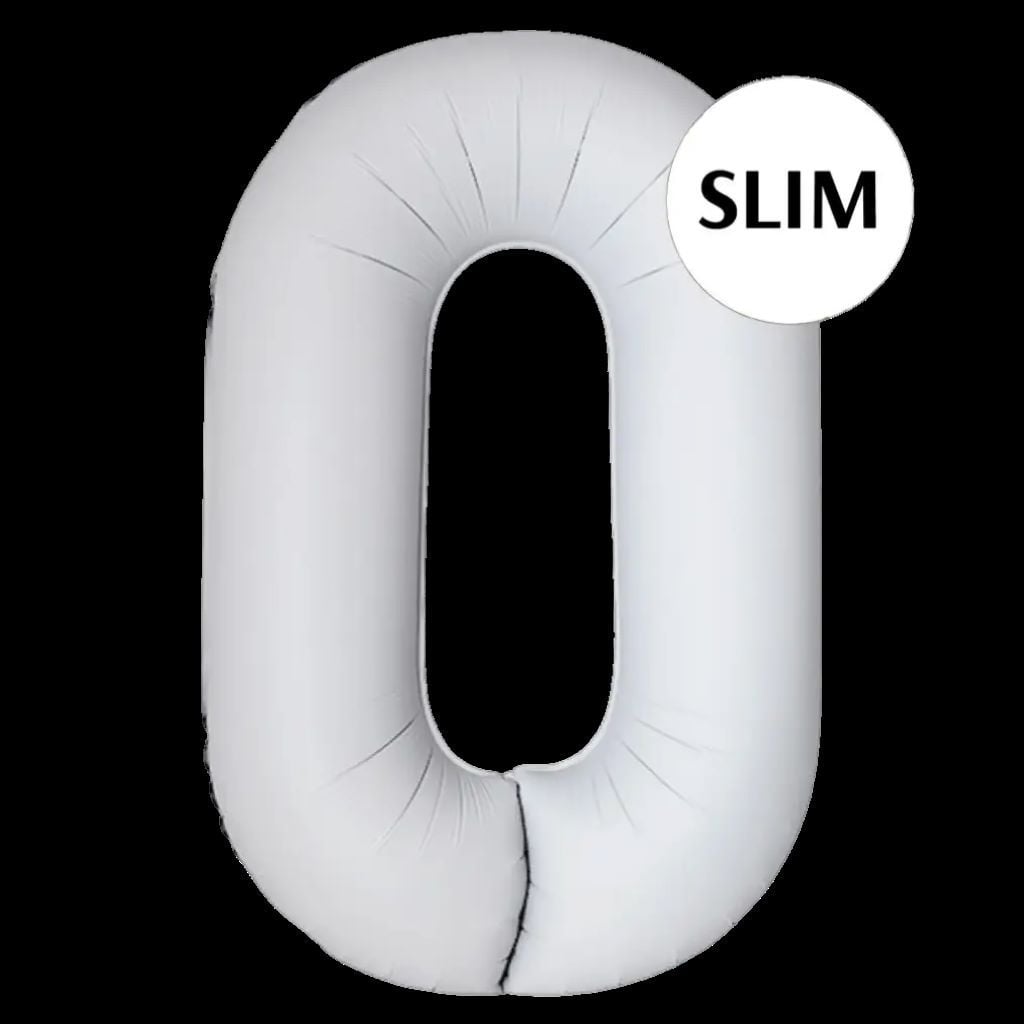 Кулька фольга цифра 0 102см Slim матовий білий 343532 флексметал