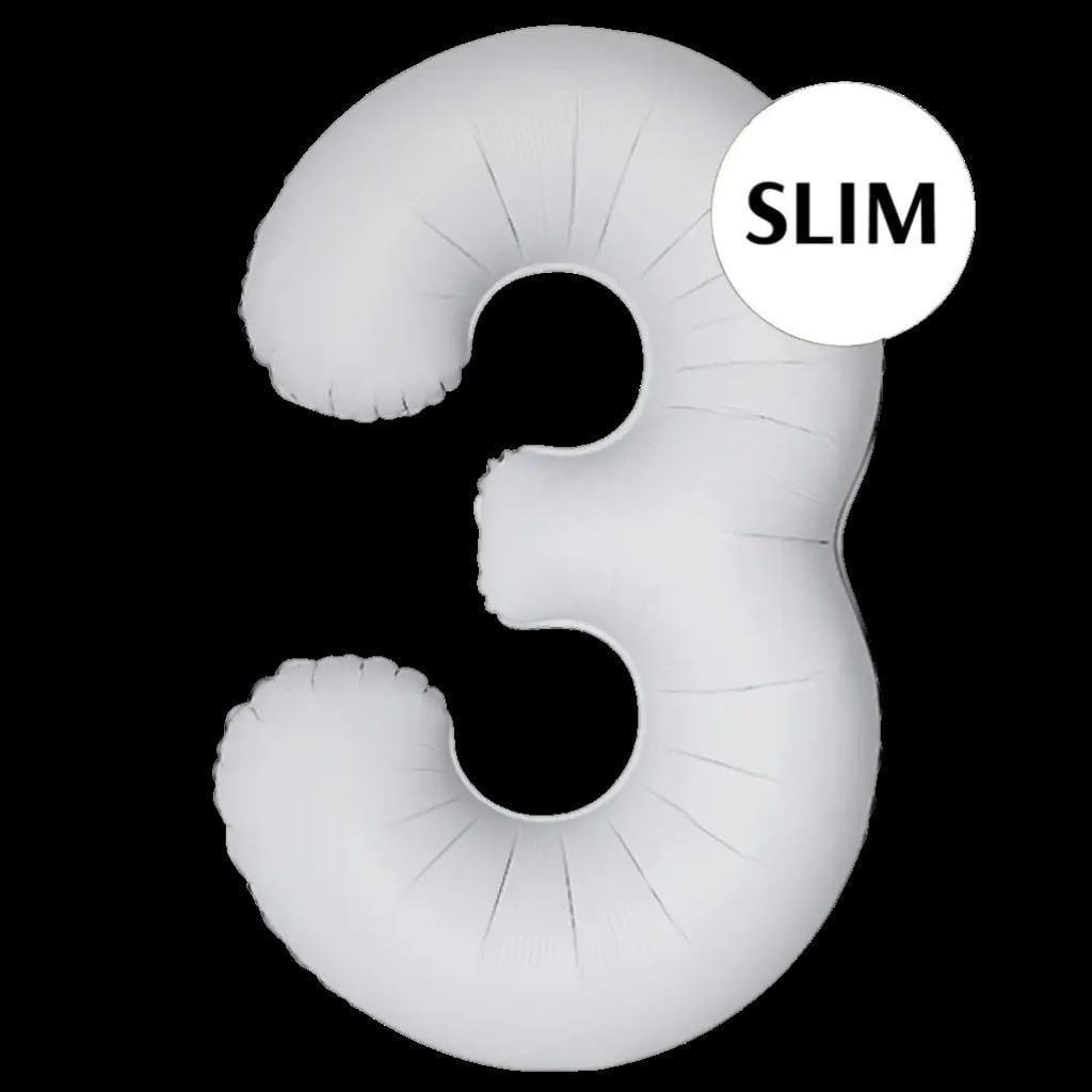 Кулька фольга цифра 3 102см Slim матовий білий 343914 флексметал