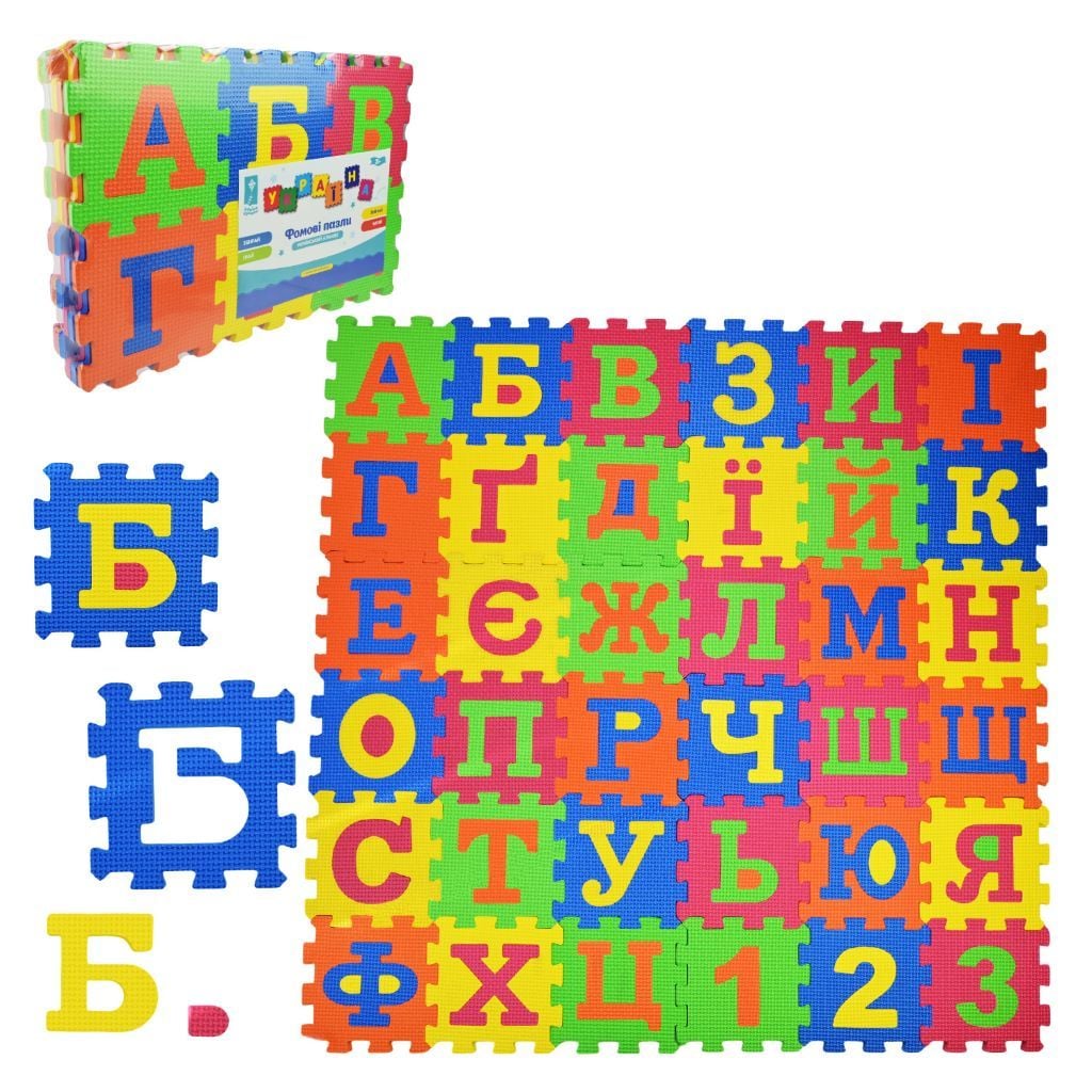 Килим-пазл фомовий Абетка 36д 14*14*0,8см у слюді PL81002 Китай