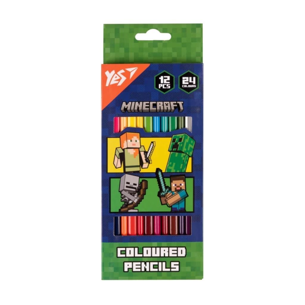 Олівці кольорові 12 шт 24 кол Minecraft. Heroes в коробці 18*9*1см 290744 Yes