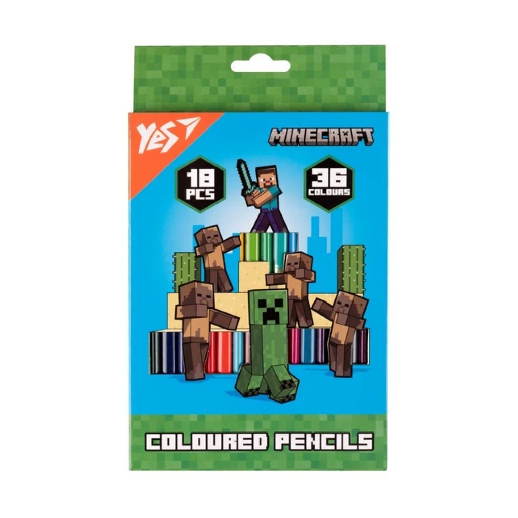 Олівці кольорові 18 шт 36 кол Minecraft Heroes в коробці 18*13*1см 290750 Yes