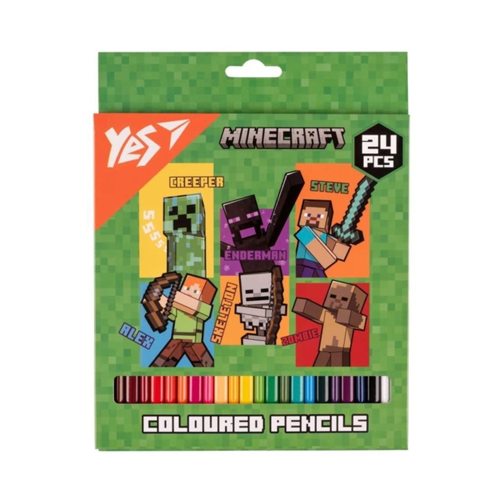 Олівці кольорові 24 шт Minecraft Heroes в коробці 18*17*1см 290740 Yes