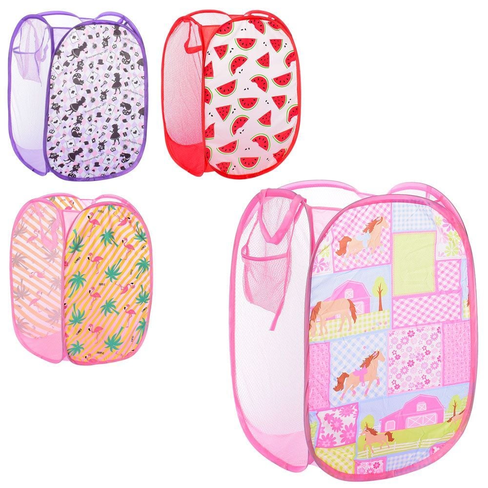 Кошик для іграшок з ручками 3 сторони-сітка у формі циліндра 55*35*33см М6056 Китай