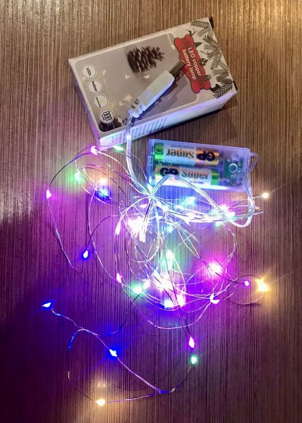 Гірлянда світлодіодна 50 Led ламп 5м кольрова USB+батарейки у коробці 7742 Китай