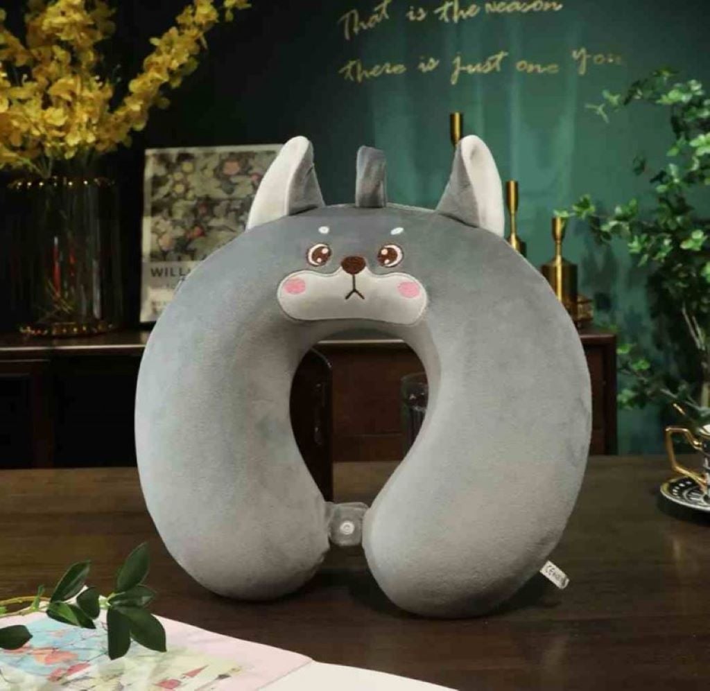 М'яка іграшка підголовник Песик 30*28см з піни сіра ZP4 Dreamtoys