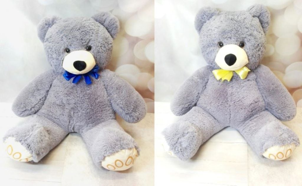 М`яка іграшка Ведмідь Проха 110см  з бантом світло сірий PROHAсір Dreamtoys