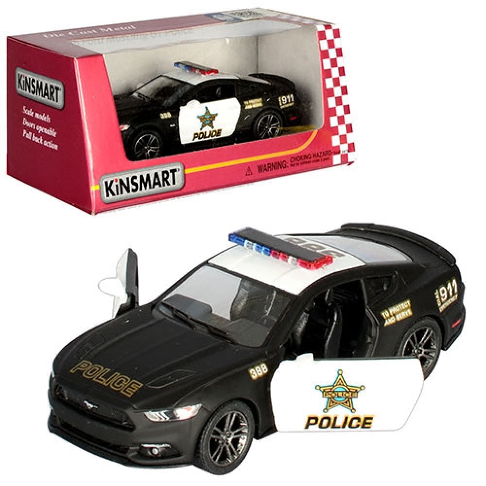 Машина металева 1:38 Ford Mustang GT police інерція двері відчин гум колеса в коробці 16*8*7см KT5386WP kinsmart