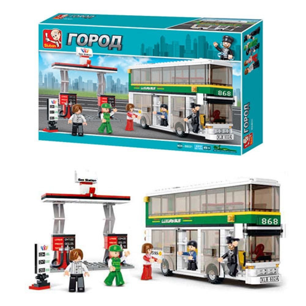 Конструктор 403д 2поверхи автобус фігурка коробка 47*28*7см M38-B0331 sluban