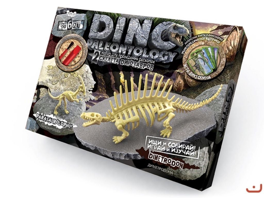Розкопки динозаври Dino Paleontology 2 скелети Дилофозавр і Велоцираптор у коробці 40*28*5см DP-01-04 Danko toys