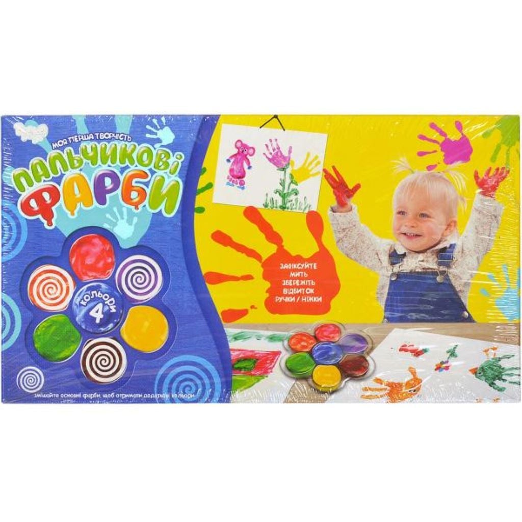 Пальчикові фарби 4кол Моя перша творчість в коробці 27*16*2,5см РК-02-02 Danko toys