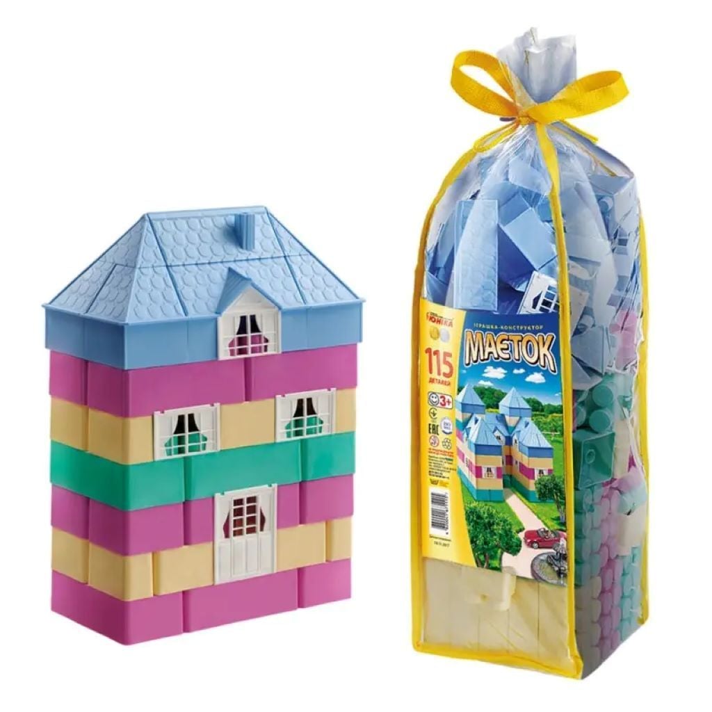 Конструктор "Маєток" 115дет рожево блакитний мега крупний в пакеті 1115 Юніка