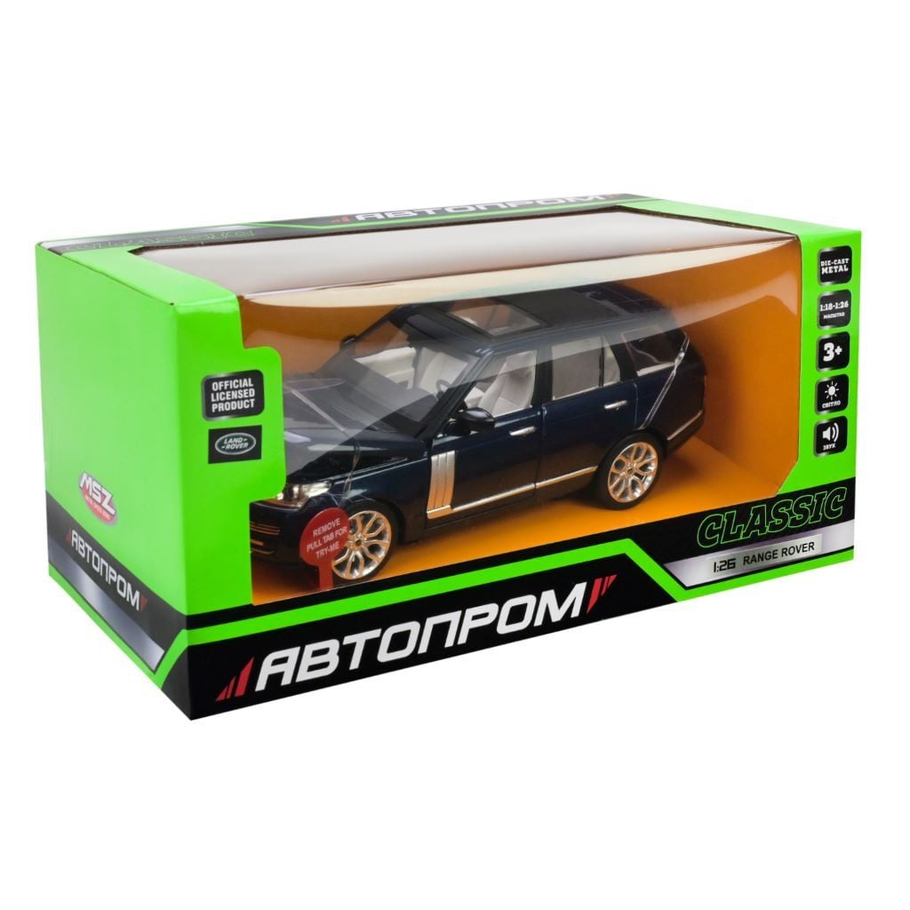 Машина метал  Range Rover 1:24 відкриваються двері капот багажник світло звук в коробці 25*12*10 68263A Автопром