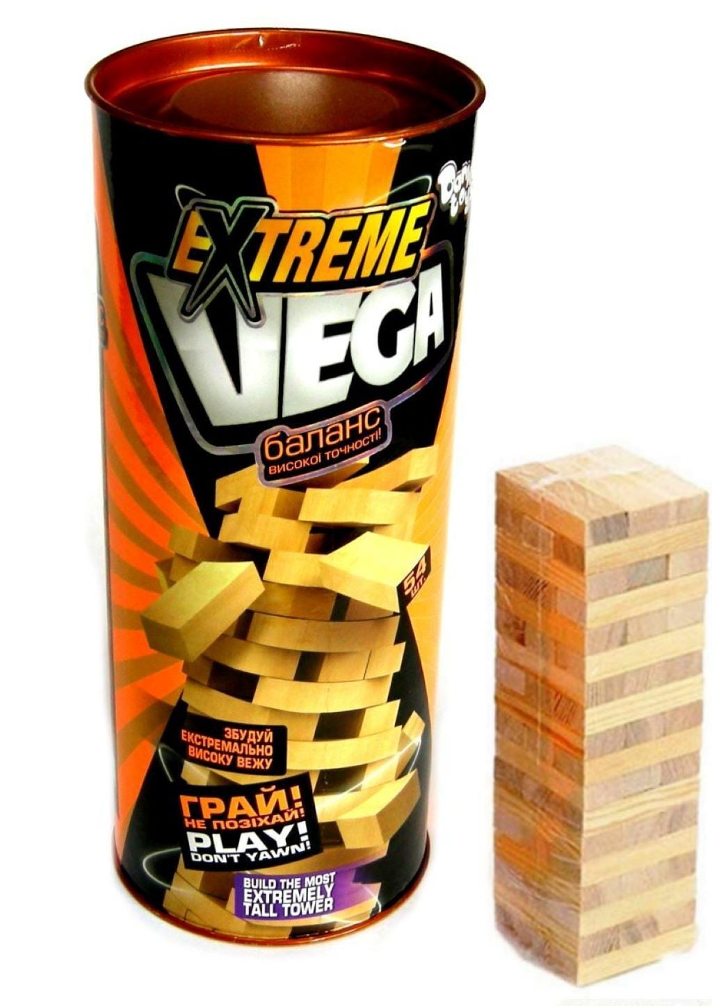 Настільна гра Vega Extrem в тубі  башня з деревяних  брусочків міні 23см VGE-01 Danko toys