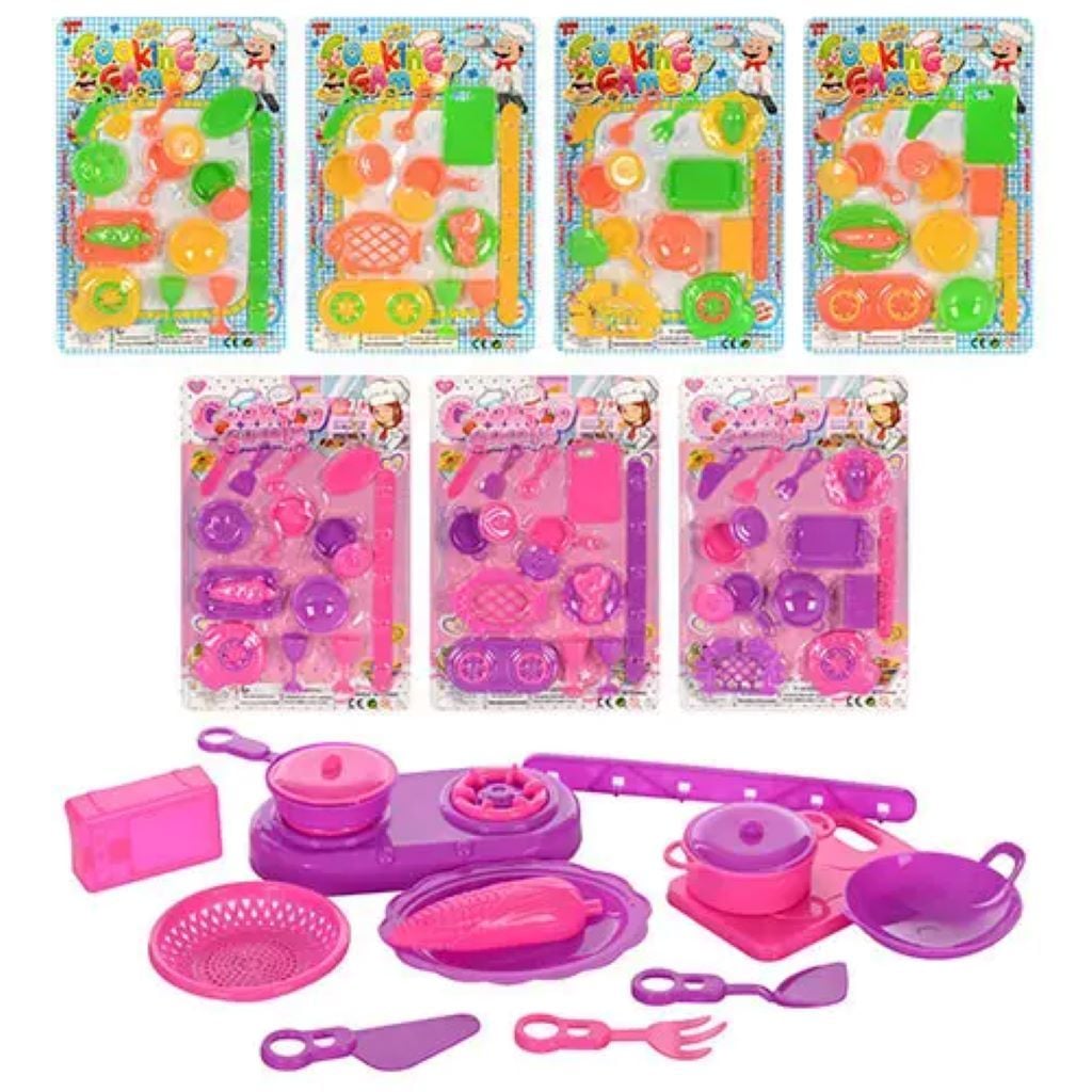 Посуд для ляльок типу Барбі 11- 9 предметів на планшеті 20*28*2,5см 002/002-1/003/003-4 Китай