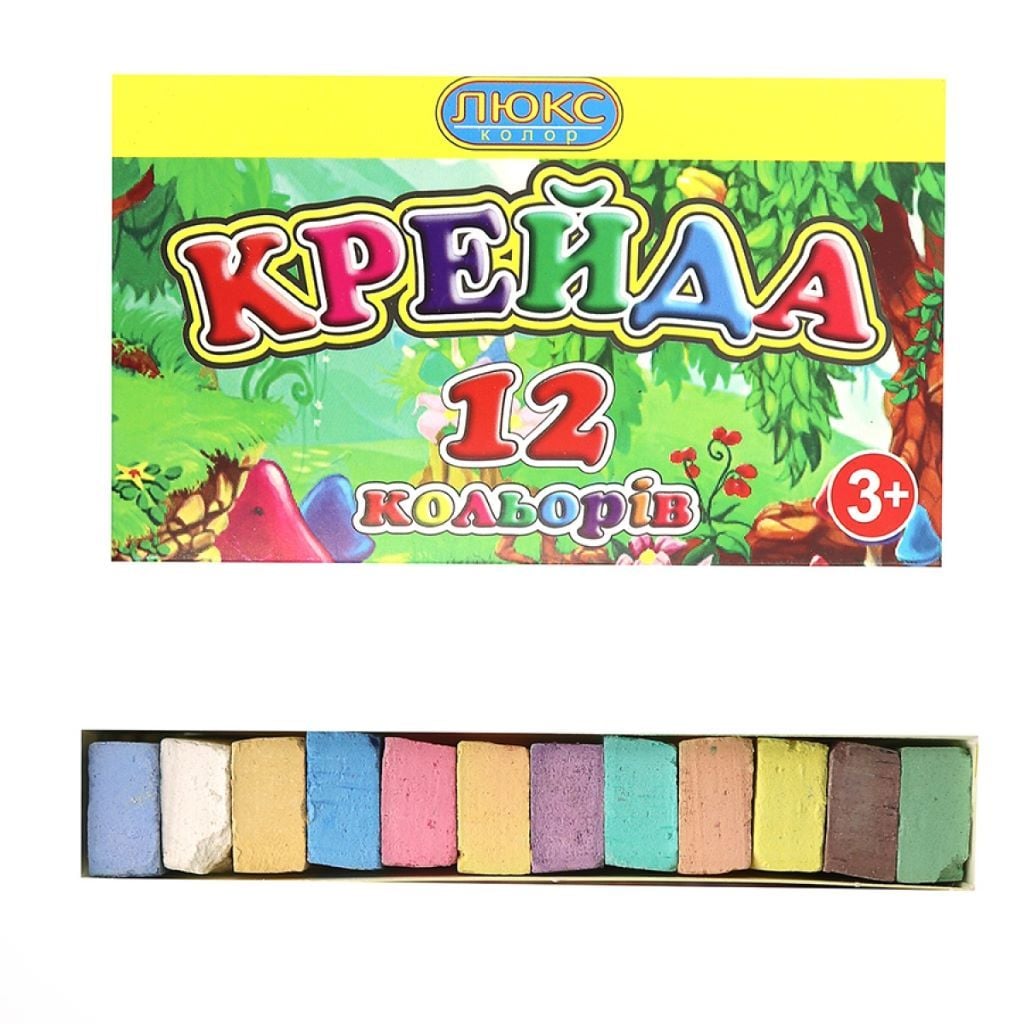 Крейда квадратна кольорова 12шт в коробці 12*7см КК-1412 Люкс колор