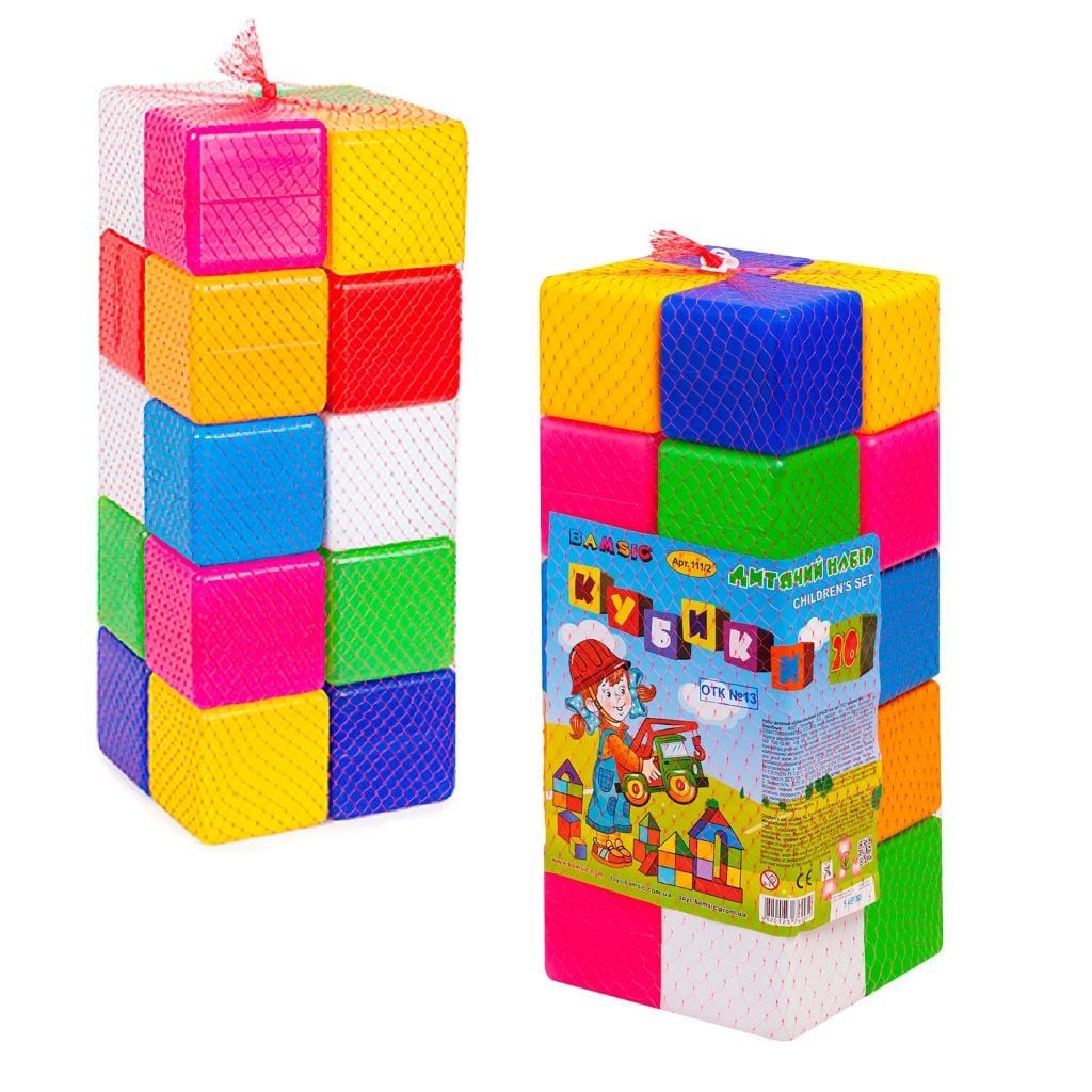 Кубики пластик великі 24 шт у сітці 111/3 Bamsic